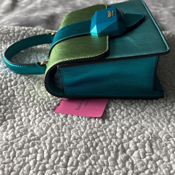 Kate Spade Bijou Metallic Blue & Green Mini Top Handle bag W/ Crossbody Strap - Picture 10 of 17